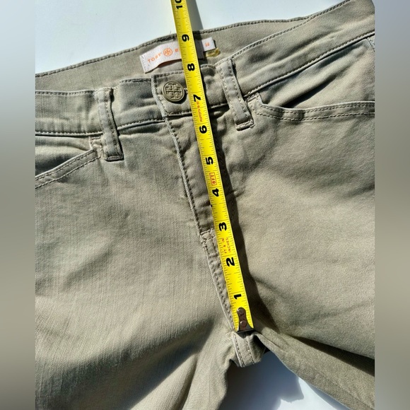 Tory Burch Emmy Stretch Skinny Olive Tan Women's Ankle Snap Pants Jeans, 26 - Picture 10 of 13